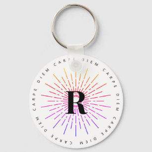Stilvolle Carpe Diem Sun Symbol Monogram White Schlüsselanhänger