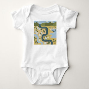 Stilvolle Cartoon Landschaft Reiseplan Baby Strampler