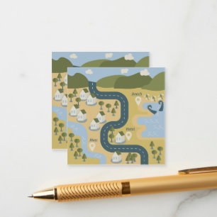 Stilvolle Cartoon Landschaft Reiseplan Begleitkarte