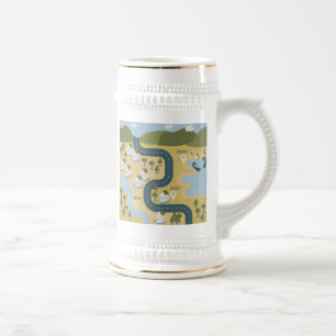 Stilvolle Cartoon Landschaft Reiseplan Bierglas