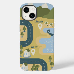 Stilvolle Cartoon Landschaft Reiseplan Case-Mate iPhone 14 Hülle