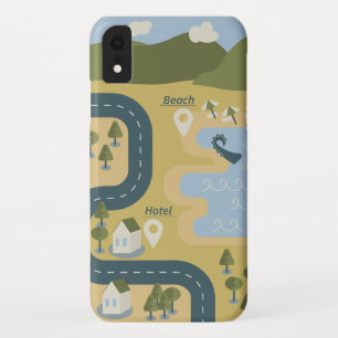 Stilvolle Cartoon Landschaft Reiseplan Case-Mate iPhone Hülle