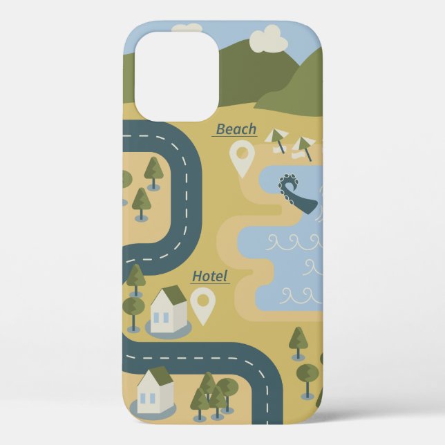 Stilvolle Cartoon Landschaft Reiseplan Case-Mate iPhone Hülle (Rückseite)