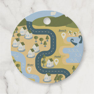 Stilvolle Cartoon Landschaft Reiseplan Geschenkanhänger