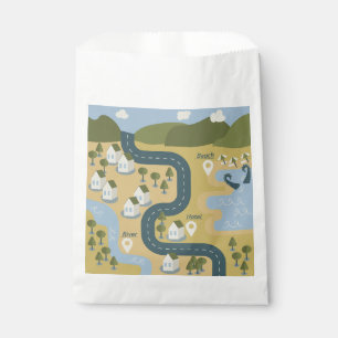 Stilvolle Cartoon Landschaft Reiseplan Geschenktütchen