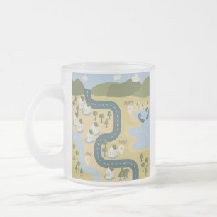 Stilvolle Cartoon Landschaft Reiseplan Mattglastasse