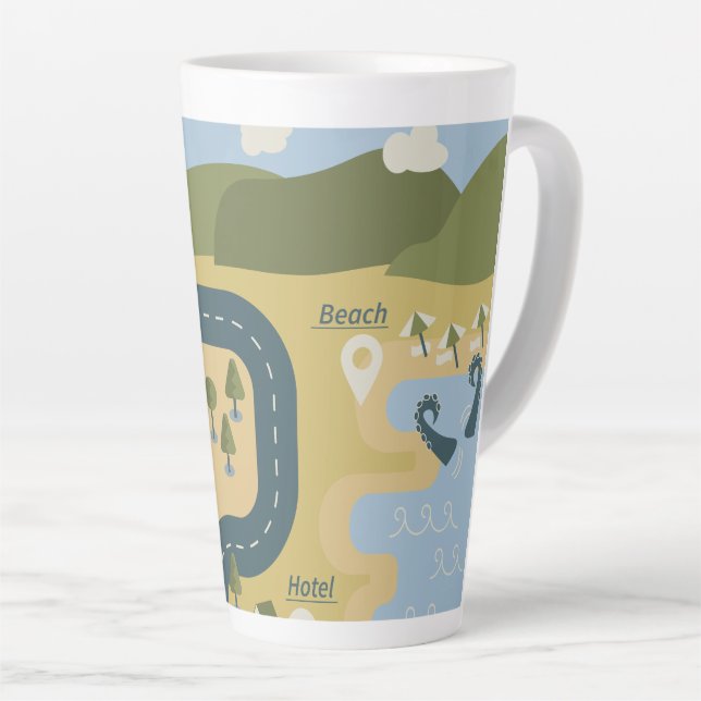 Stilvolle Cartoon Landschaft Reiseplan Milchtasse (Rechte Ecke)