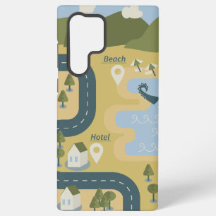 Stilvolle Cartoon Landschaft Reiseplan Samsung Galaxy Hülle