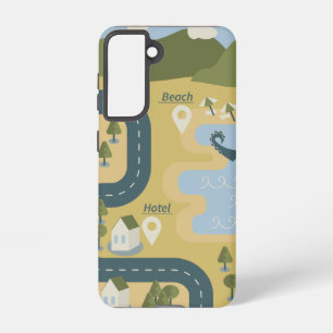 Stilvolle Cartoon Landschaft Reiseplan Samsung Galaxy Hülle
