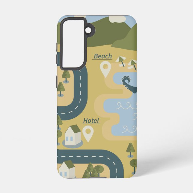 Stilvolle Cartoon Landschaft Reiseplan Samsung Galaxy Hülle (Rückseite)
