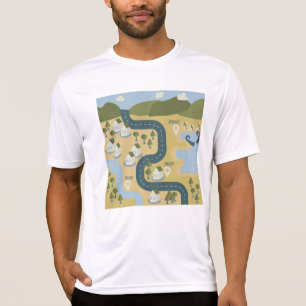 Stilvolle Cartoon Landschaft Reiseplan T-Shirt