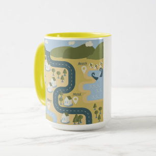 Stilvolle Cartoon Landschaft Reiseplan Tasse