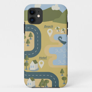 Stilvolle Cartoon-Landschafts-Reisekarte Case-Mate iPhone Hülle