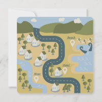Stilvolle Cartoon-Landschafts-Reisekarte