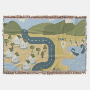 Stilvolle Cartoon-Landschafts-Reisekarte Decke