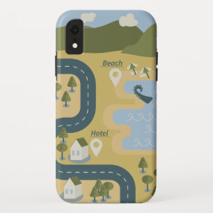 Stilvolle Cartoon-Landschafts-Urlaubs-Reisekarte Case-Mate iPhone Hülle