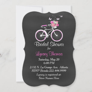 Stilvolle Chalkboard Bridal Bike Dusche Einladung