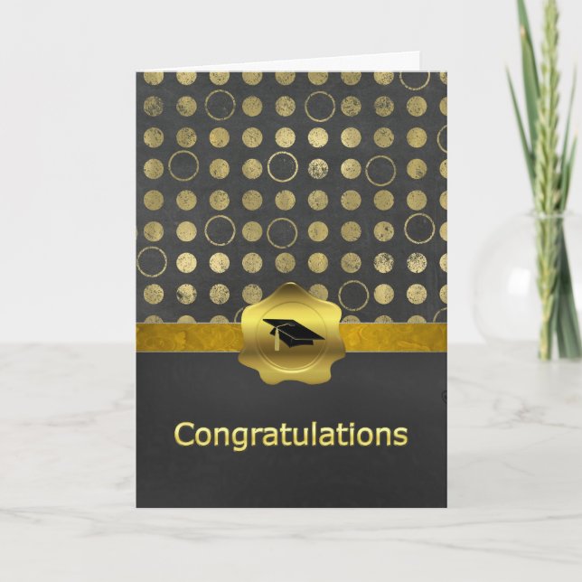 Stilvolle Chalkboard Gray and Gold Abschluss Card Karte (Vorderseite)