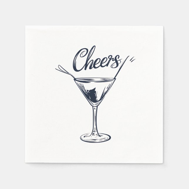 Stilvolle "Cheers" Cocktail Napkins Serviette (Vorderseite)