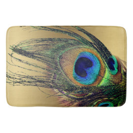 Stilvolle Chic Blue Gold Peacock Feather Badematte