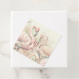 Stilvolle Chic Flamingo Monogram Personalisiert Geschenkanhänger