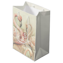 Stilvolle Chic Flamingo Monogram Personalisiert Mittlere Geschenktüte