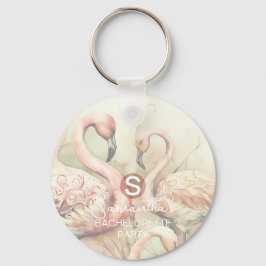 Stilvolle Chic Flamingo Monogram Personalisiert Schlüsselanhänger