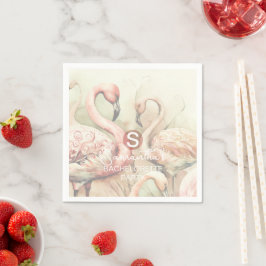 Stilvolle Chic Flamingo Monogram Personalisiert Serviette
