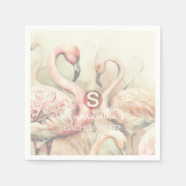 Stilvolle Chic Flamingo Monogram Personalisiert Serviette
