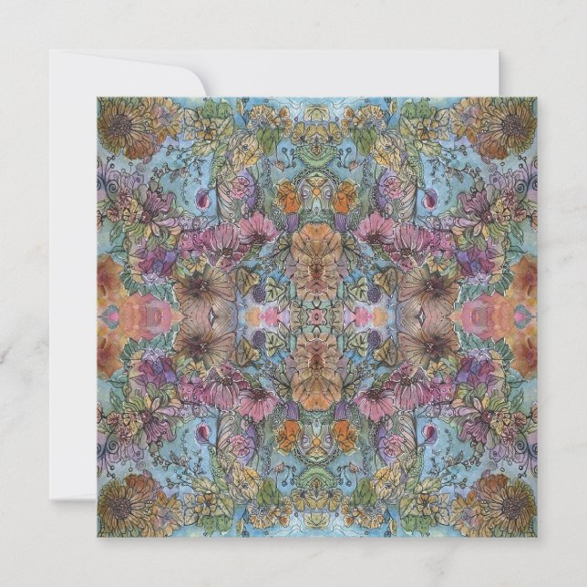 Stilvolle Chic Flower Garden Aquarellbilder Mitteilungskarte (Vorderseite)