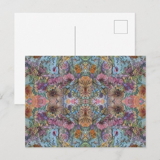 Stilvolle Chic Flower Garden Aquarellbilder Postkarte (Vorne/Hinten)