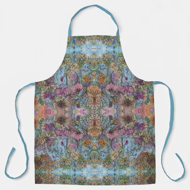 Stilvolle Chic Flower Garden Aquarellbilder Schürze (Vorderseite)