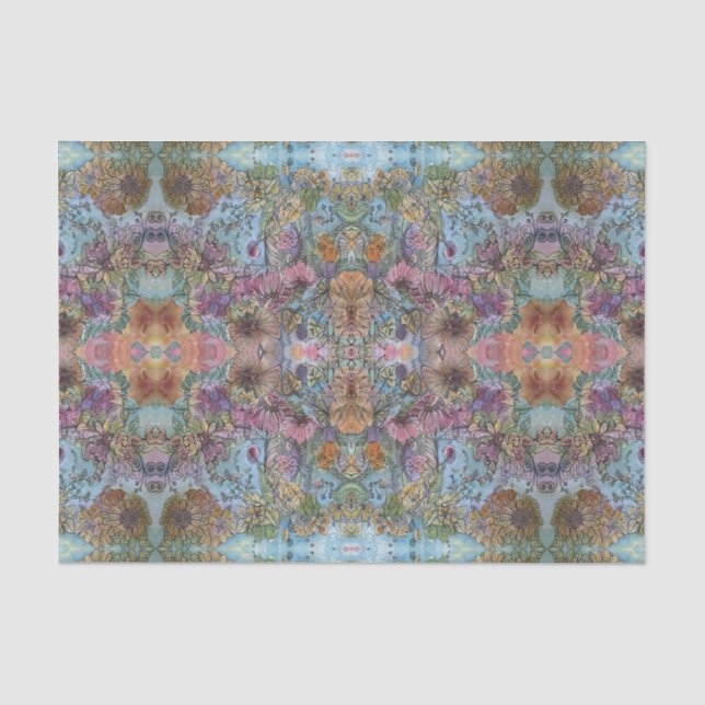 Stilvolle Chic Flower Garden Aquarellbilder Seidenpapier (Vorderseite)