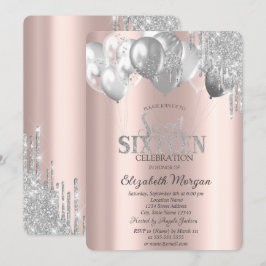 Stilvolle Chic Glitzer Tropfen Balloons Einladung
