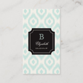 Stilvolle Chic Mint Ivory Diamond Ikat Monogram Visitenkarte