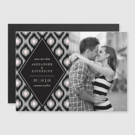 Stilvolle Chic Mod Diamond Ikat Foto Save the Date Magneteinladung