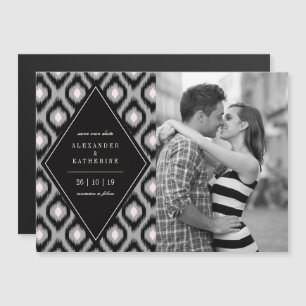 Stilvolle Chic Mod Diamond Ikat Foto Save the Date Magneteinladung