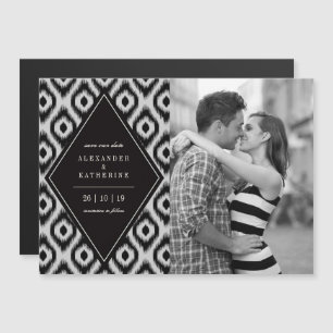 Stilvolle Chic Mod Diamond Ikat Foto Save the Date Magneteinladung