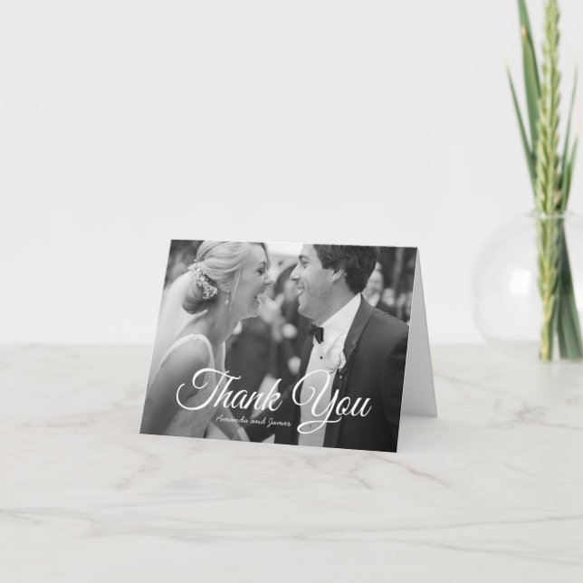 Stilvolle Chic Modern Foto Wedding Dankeschön Card Dankeskarte (Vorderseite)