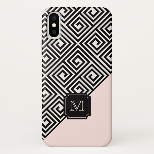 Stilvolle Chic Modernes Black Pink, griechisches S Case-Mate iPhone Hülle (Rückseite)