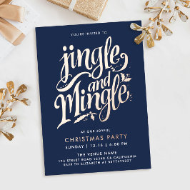 Stilvolle Chic Navy Blue Weihnachtsschrift Folieneinladung