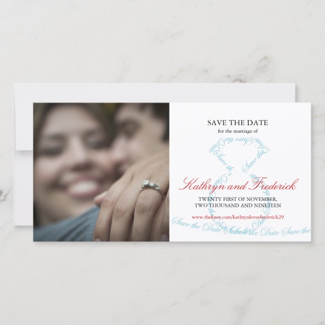 Stilvolle Chic Verlobung Diamond Ring Save the Dat Date (Vorderseite)