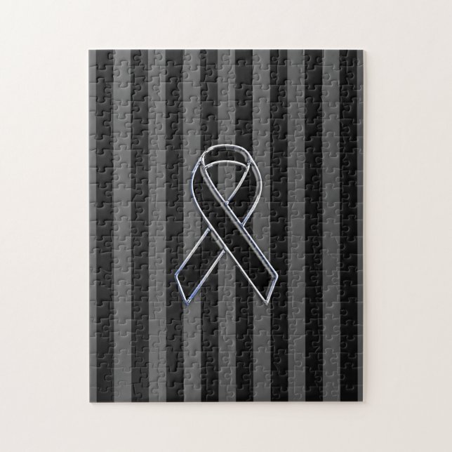 Stilvolle Chrome Black Ribbon Awareness (Vertikal)