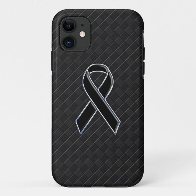 Stilvolle Chrome Black Ribbon Awareness Case-Mate iPhone Hülle (Rückseite)