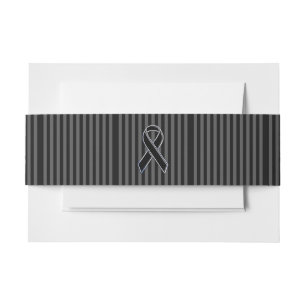 Stilvolle Chrome Black Ribbon Awareness Einladungsbanderole