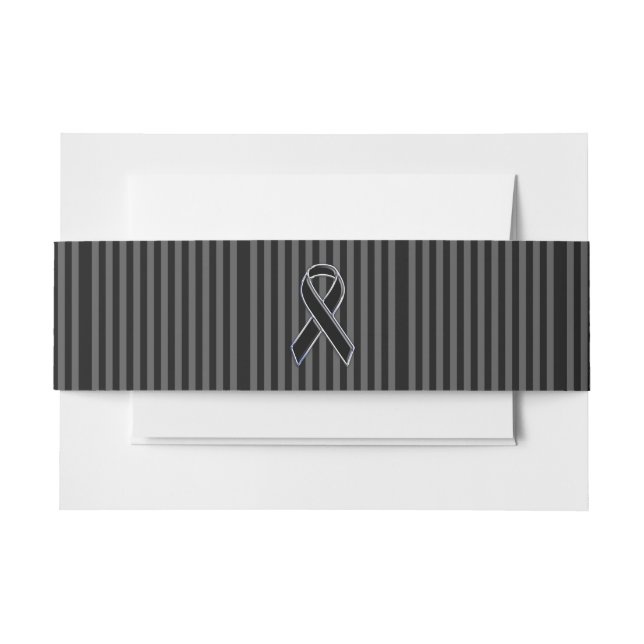 Stilvolle Chrome Black Ribbon Awareness Einladungsbanderole (Vorderseite Beispiel)