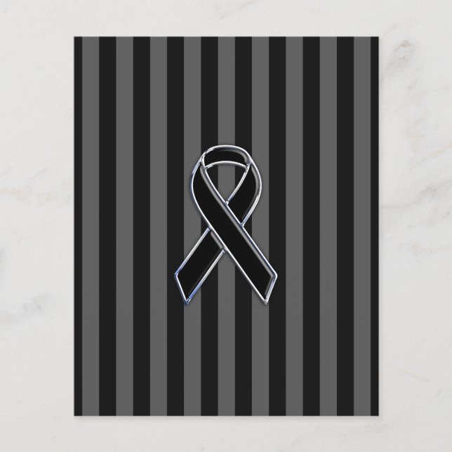 Stilvolle Chrome Black Ribbon Awareness Flyer (Vorne)