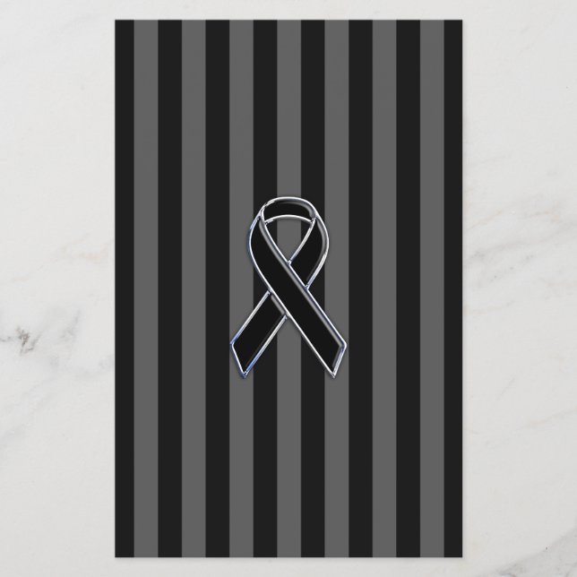 Stilvolle Chrome Black Ribbon Awareness Flyer (Vorne)