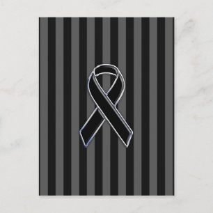 Stilvolle Chrome Black Ribbon Awareness Postkarte