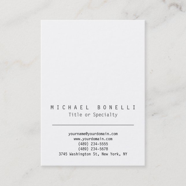 Stilvolle Chubby White Simple Business Card Visitenkarte (Vorderseite)